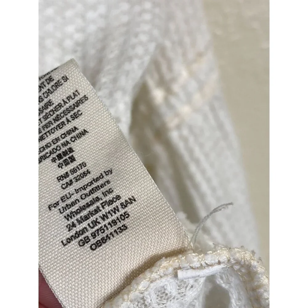 Free People Women White Waffle‎ Knit Top Bell Sleeves Size Small Boho Festival